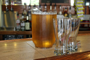 Beer pitcher and glasses